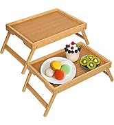 Artmeer Bed Tray Table with Folding Legs,Bamboo Breakfast in Bed for TV Table, Laptop Computer Tr...