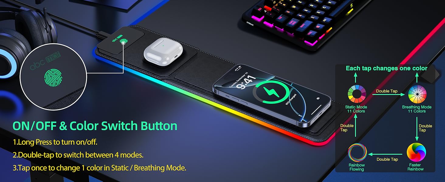 RGB gaming mouse pad