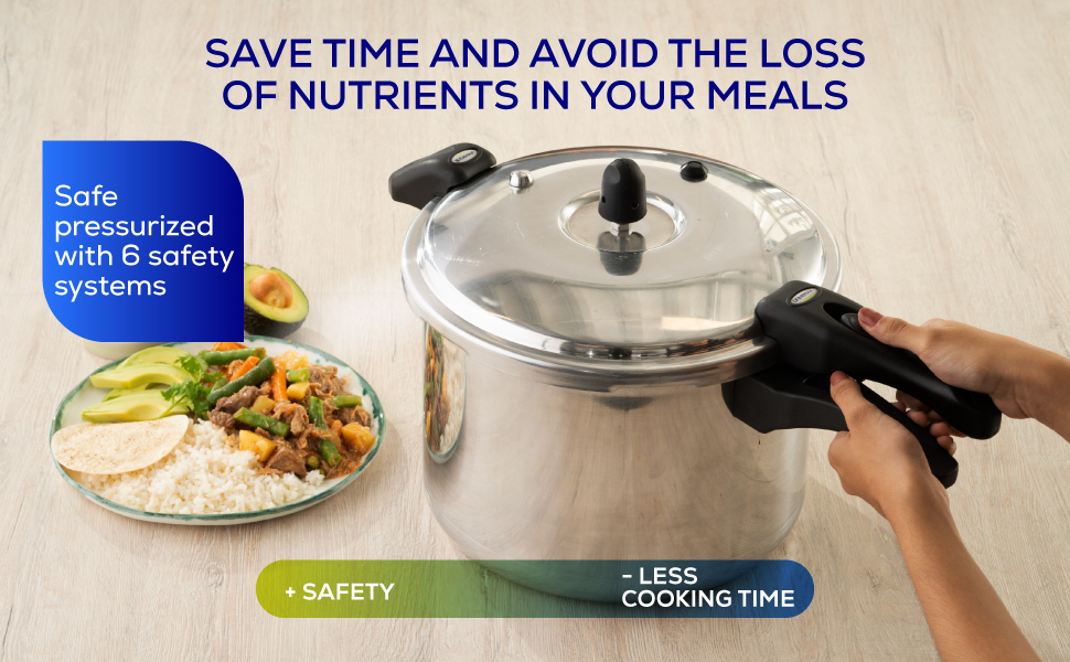 Universal pressure cooker with 6 safety systems