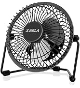 xasla 4 Inch Small USB Desk Fan, Mini Quiet Fan with Metal Construction &amp; Strong Airflow &amp; 360°Ad...