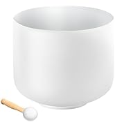 VEVOR Crystal Singing Bowl, 8-inch F Note Heart Chakra Singing Bowl, Frosted Quartz with Rubber M...