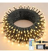 Hopolon String Lights Indoor Outdoor, 33 FT 100 LED Christmas Lights with Remote, Connectable Gre...