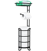 TreeLen Toilet Paper Holder Stand Tissue Paper Roll Dispenser with Shelf for Bathroom Storage Hol...