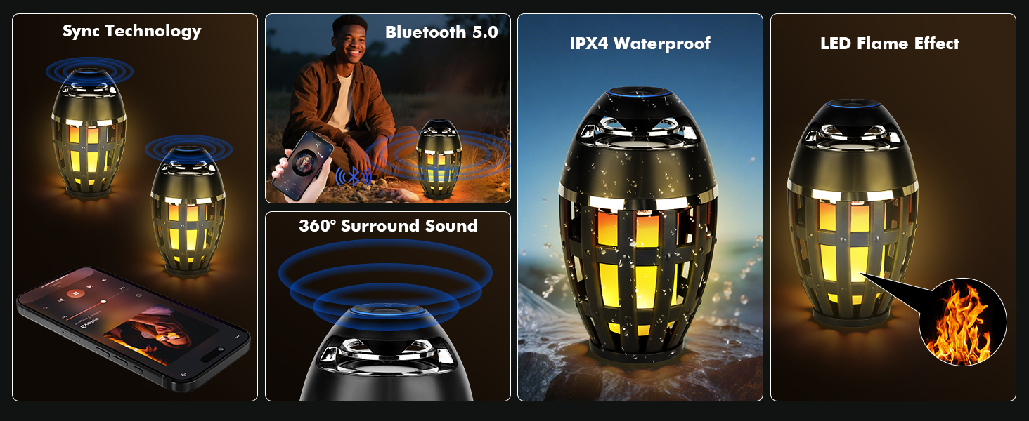 Outdoor Bluetooth Flame Speakers
