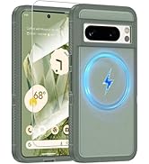 Magnetic Case for Google Pixel 8 Pro, [Compatible with Magsafe] [Glass Screen Protector] [Dual La...