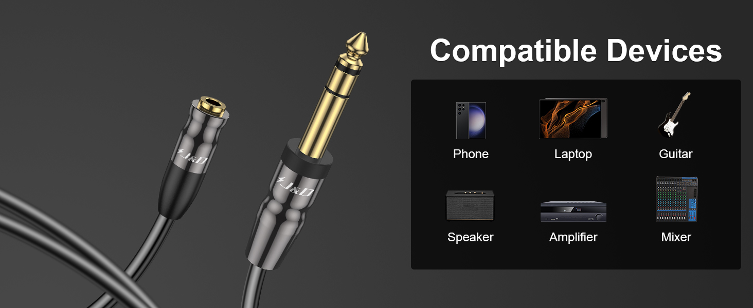 phone,laptop,guitar,speaker,amplifier,mixer,1/4 inch to 3.5mm audio cable