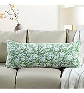 CPC Olive Green 100% Cotton Block Print Sham Cover 14x36 inch, Handmade Boho Floral Pillowcase, F...