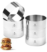Hilsita Burger Mold, Sous Vide Accessories Hamburger Bun Rings, 6 Pcs 4 Inch Baking Rings, Stainl...