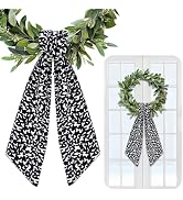 AnyDesign Back to School Wreath Sash for Front Door 2 Pcs Black White Composition Speckled Satin ...
