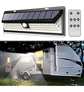 CCBASEBALL Solar RV Porch Light, 118 LED Motorhome Motion Sensor RV Exterior Lights with Remote C...