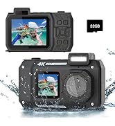 33FT Underwater Camera 4K 30FPS Waterproof Digital Camera with Dual Screens Selfie Built-in 2500 ...