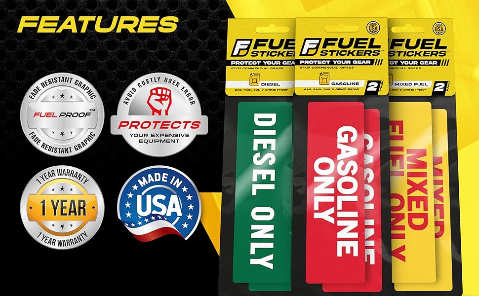Diesel Stickers Diesel Decals Diesel Labels Gas Stickers, Gas Decals Gasoline Labels Mixed Fuel Only