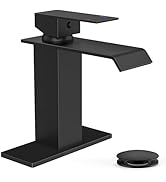 FORIOUS Bathroom Faucet Matte Black Modern Waterfall Bathroom Sink Faucet 1 or 3 Hole Single Hand...