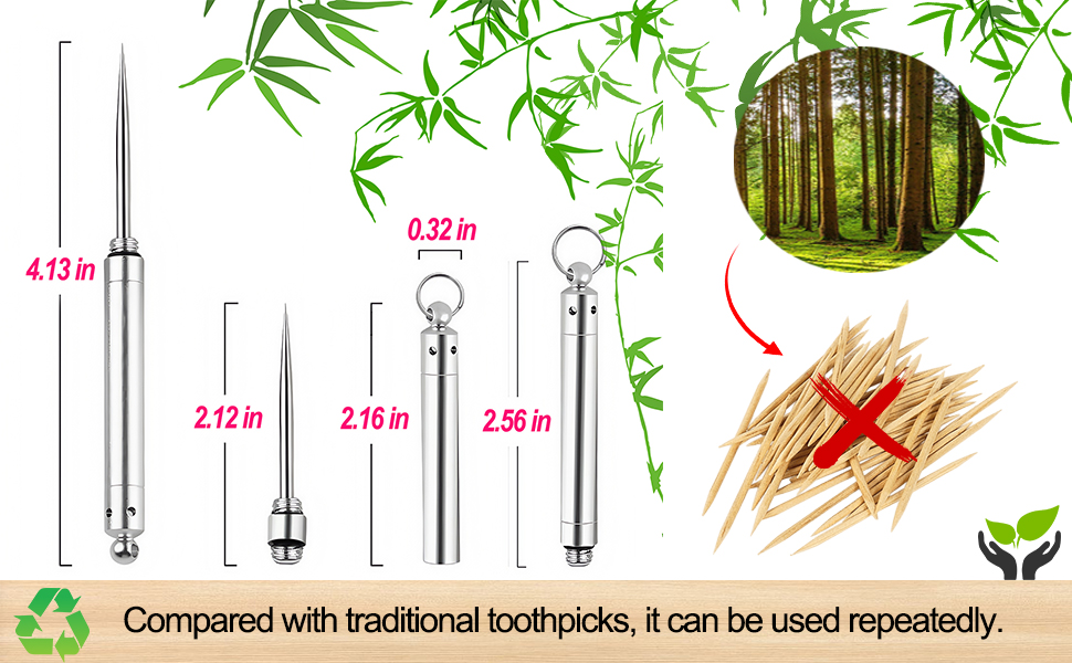 Titanium alloy keychain toothpick metal portable toothpick steel toothpick