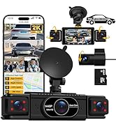 4 Channel Dash Cam: Front 2K and Rear Inside/Cabin 1080P Dash Camera for Cars 360° View for Uber/...