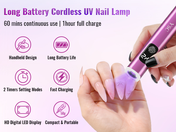 YSC portable mini uv light for nails with LCD dual timers