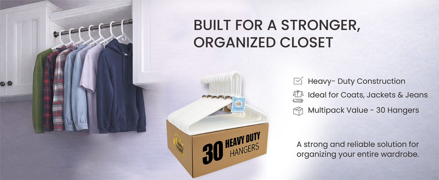 Heavy duty white plastic hangers ideal for heavy jackets and jeans