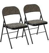 DUMOS 2 Pack Folding Chairs with Padded Cushion and Back - Fabric Stackable Portable Dining Chiar...