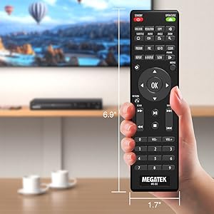 DuraPlay DVD player with full-function remote featuring zoom, repeat, and playback controls