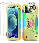 Cookiver for iPhone 12 Pro Max Case 6.7 Inch with Ring Stand, with 2 Pack Glass Screen Protector ...