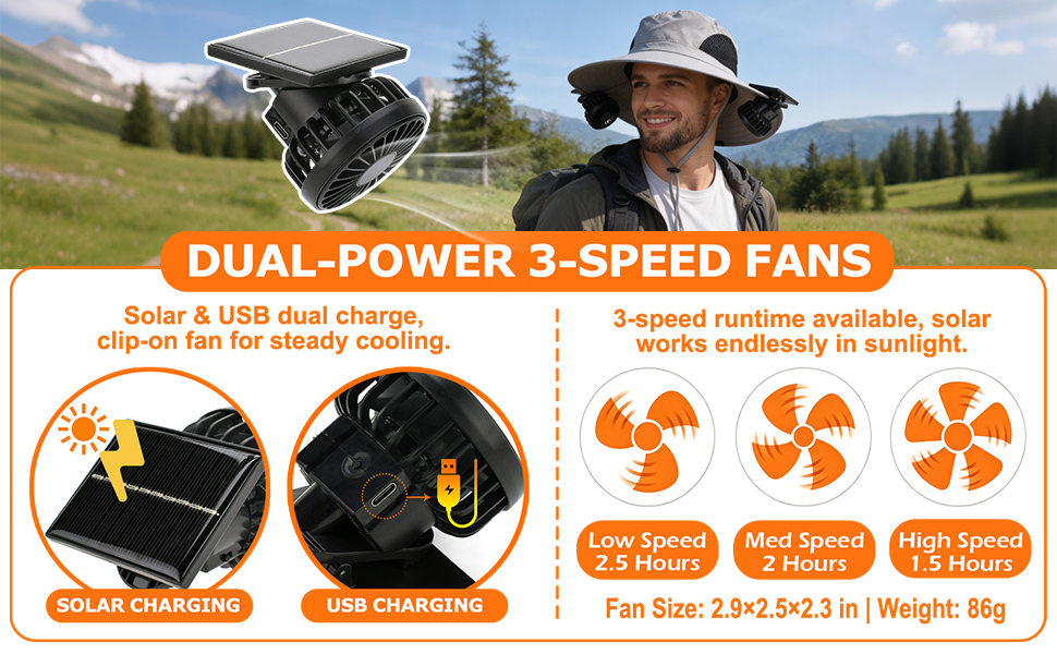 Solar Hat Clip Fan