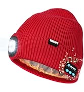 Wmcaps Fleece Lined Bluetooth LED Beanie, Winter Warm Hat with Light and Speaker Mic Cordless Hea...