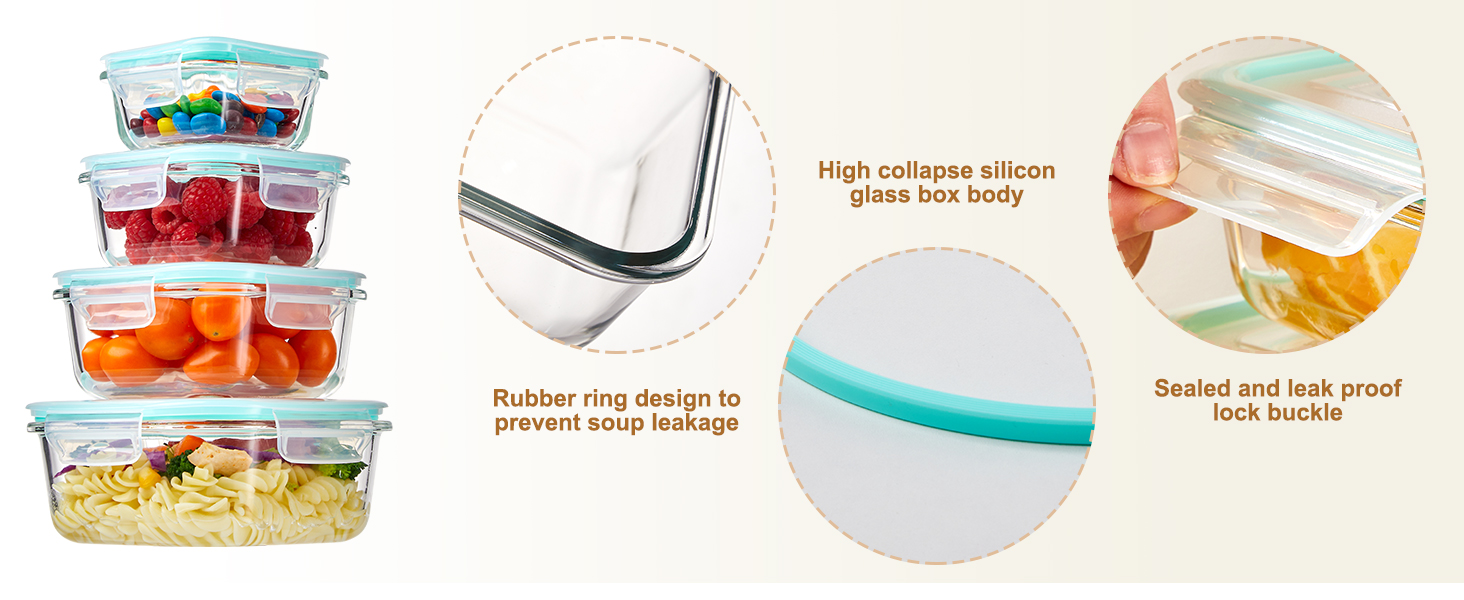 YUNCANG 8 Pack Glass Food Storage Containers with Lids