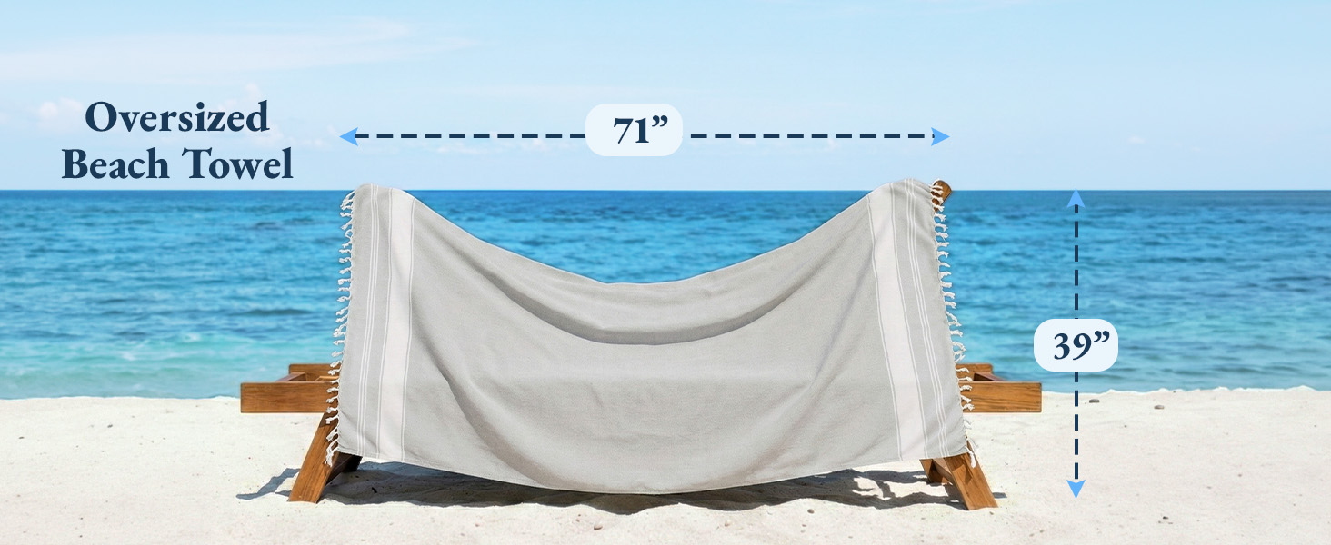 Lane Linen Beach Towel is Oversized towel with 71&amp;#34;x39&amp;#34; in size.