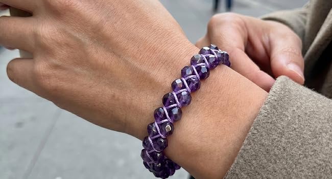 A view on the way to work: an amethyst bracelet