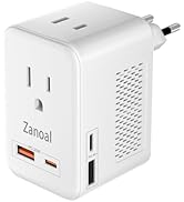 6 in 1 European Travel Plug Adapter,220v to 110v Voltage Converter,US to Europe Travel Adapter,20...