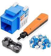 NataLink 10Gbps Cat 6 RJ45 Keystone Jack 25-Pack, Cat6 Keystone Jacks, Ethernet Modular Jack in B...