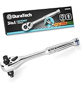 DURATECH 3-IN-1 Ratchet Handle, 1/4 ", 3/8 ", 1/2" Drive Ratchet Wrench | 72-Tooth, Reversible Sw...