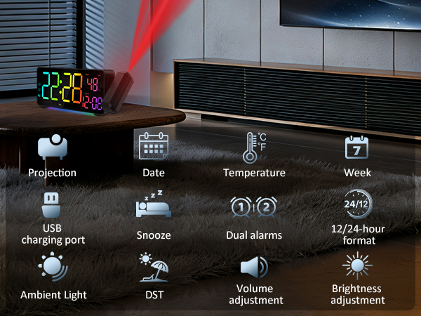 projection alarm clocks for bedrooms