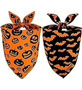 Viretec Halloween Dog Bandanas, Reversible Triangle Bibs Pumpkin and Bat Pet Scarf, Thanksgiving ...