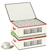 homyfort Mug Storage Box Organizer, China Cup Storage Containers with Dividers, 2 Pack Hard Shell...