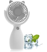 QearFun Handheld Fan Portable, Mini Cat Ear Fan with USB Rechargeable Battery, Personal Desk Tabl...