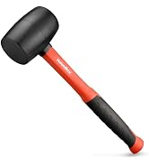 ValueMax 8oz Rubber Mallet Hammer, Fiberglass Handle, Double-Faced Soft Mallet, Soft Blow Tasks w...