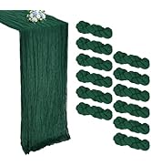 RestfulGlow 12 Pack Christmas Table Runner Emerald Green Cheesecloth Table Runner 10FT Boho Chees...