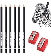 MARTCOLOR Professional Eraser Pencil Set, 6pc Eraser Pencils and 2pc Sharpener, Erasing Small Det...