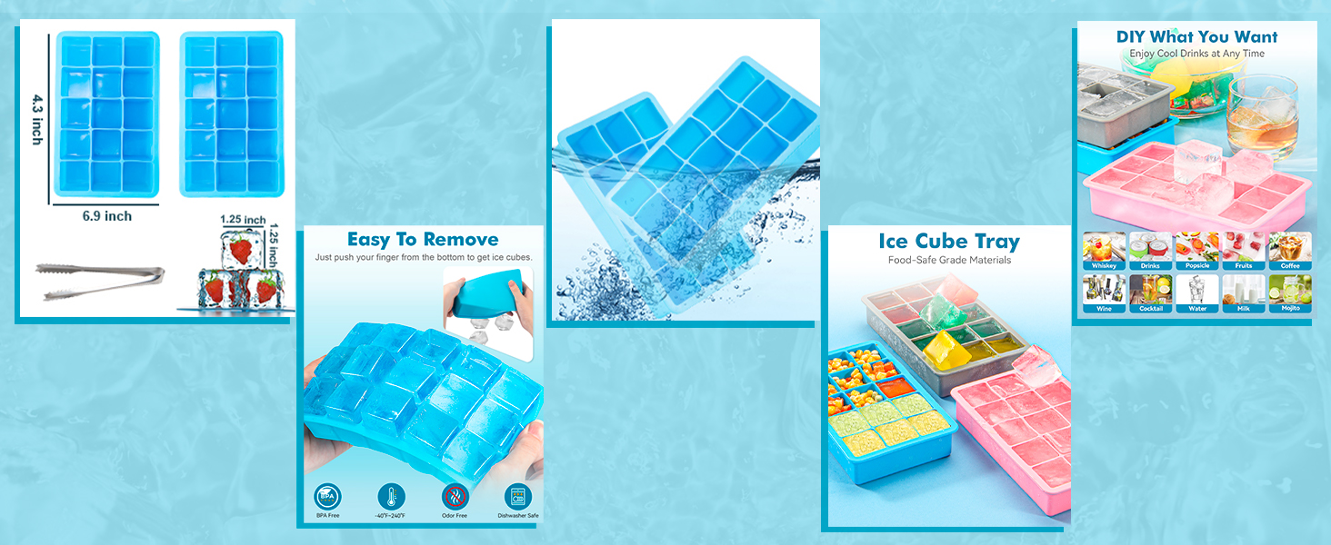 Silicone Ice Cube Trays for Freezer
