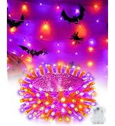 Kelumi Halloween String Lights Battery Operated, Orange and Purple Lights with Timer Waterproof 1...