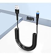 Coiled iPhone Lightning Cable for Apple CarPlay, Coiled USB to Lightning Cable with MFi, Short Re...