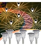 Solar Pathway Lights Outdoor 6 Pcs, Warm White Incandescent Solar Garden Lights, 17.5
