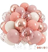 Dusty Pink Balloon Set, 60Pcs 12 Inch Retro Blush Pink White Sand Nude Latex Balloon with Metalli...