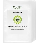 MEGAWISE Vacuum Sealer Bags (8''x 12''-110pcs) for Food Freshness Preservation, BPA Free Vacuum S...
