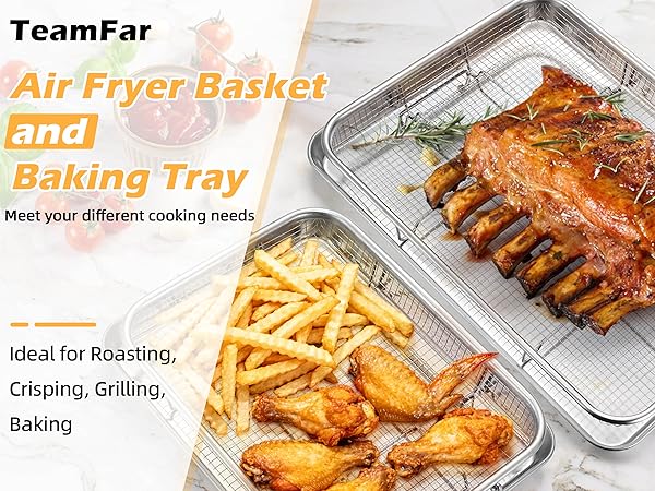 air fryer basket and tray are crafted from food grade stainless steel without any harmful coating