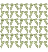 AIMUDI Sage Green Satin Ribbon Twist Tie Bows 2.5" Pretied Bows Premade Craft Bows for Treat Bags...