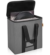 IBVIVIC Vinyl Record Storage Box, Record Carrying Case with Lids and Handle Collapsible Crate fit...