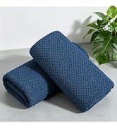 Oliven 2 Pcs Navy Hand Towel Set 16"x31" Soft Highly Absorbent Quick Dry Bathroom Towels Polyeste...