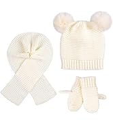 Duoyeree Baby Winter Hat Scarf Glove Beanie Set Girls Boys Pom Pom Knitted Beanie Mitten Scarves ...
